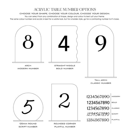 Acrylic Table Number Set
