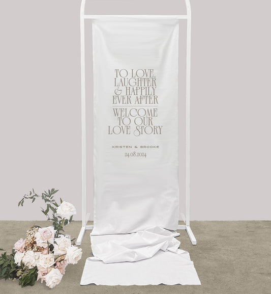 Love Story Cloth Welcome Sign