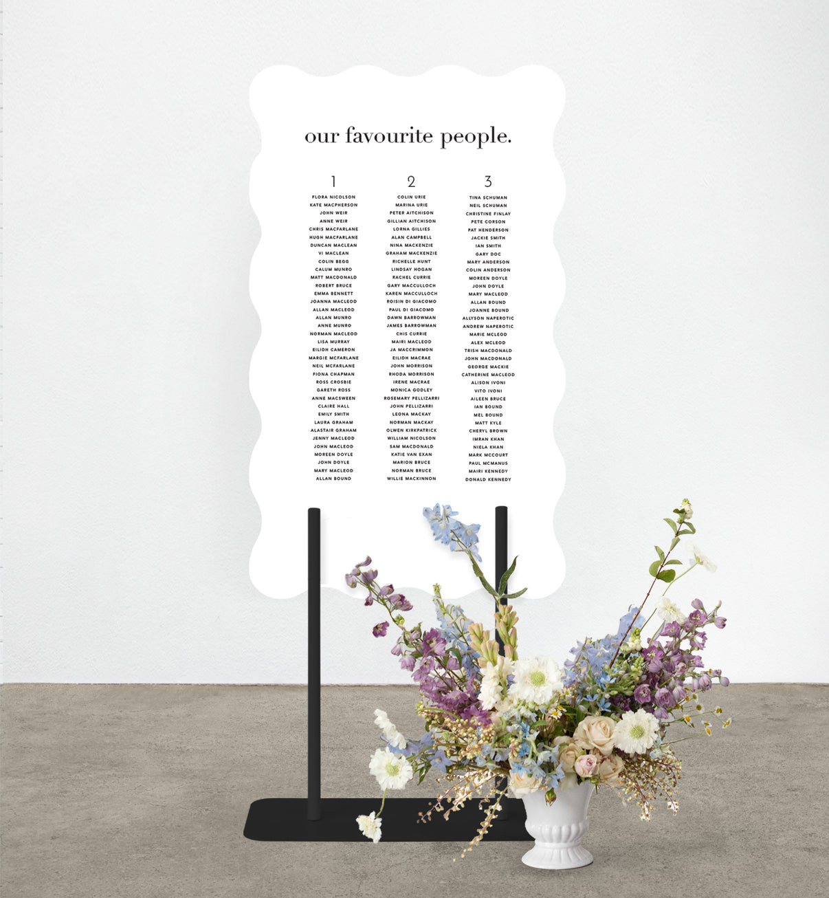 Wedding Seating Chart Black Peg Stand Wave Fancy Face White ?v=1685708156&width=1206